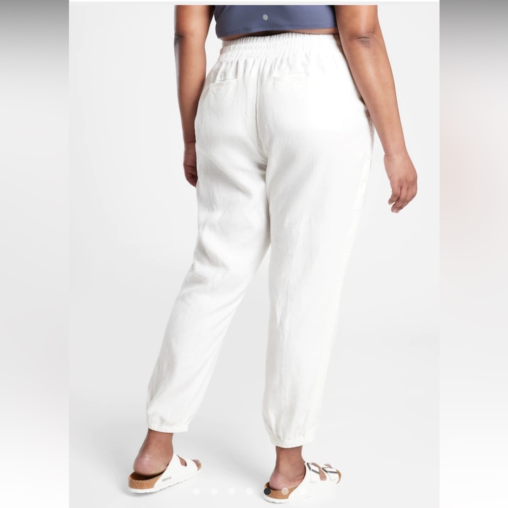 ATHLETA Cabo Linen Jogger in White Calla Lily size 22 with Zippered Pockets - Picture 2 of 16